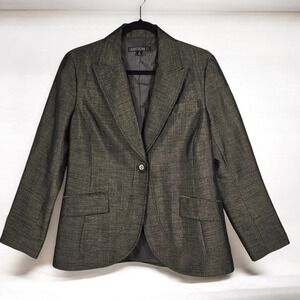 Lafayette 148 New York Blazer Jacket Woman Size 8 Gold Black Textured Wool Blend